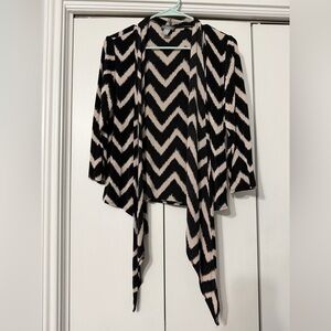 Travelers by Chicos Chevron Striped Cardigan High Low Size 0